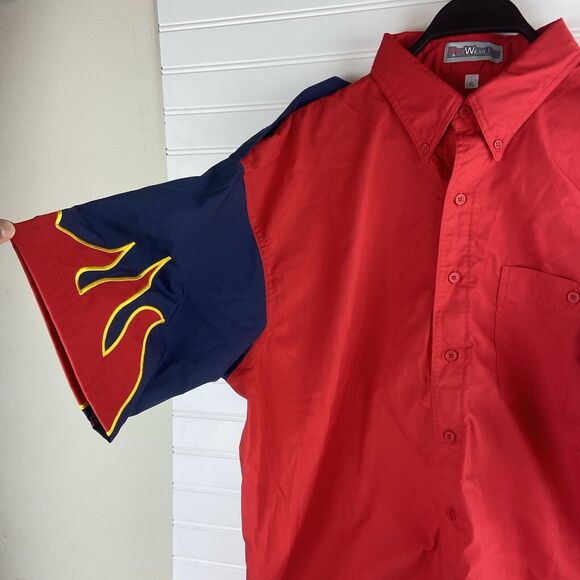 VTG Flames Western Bowling Fishing Button Up Red Shirt Mens Size XL Pro Wear One - Picture 3 of 13